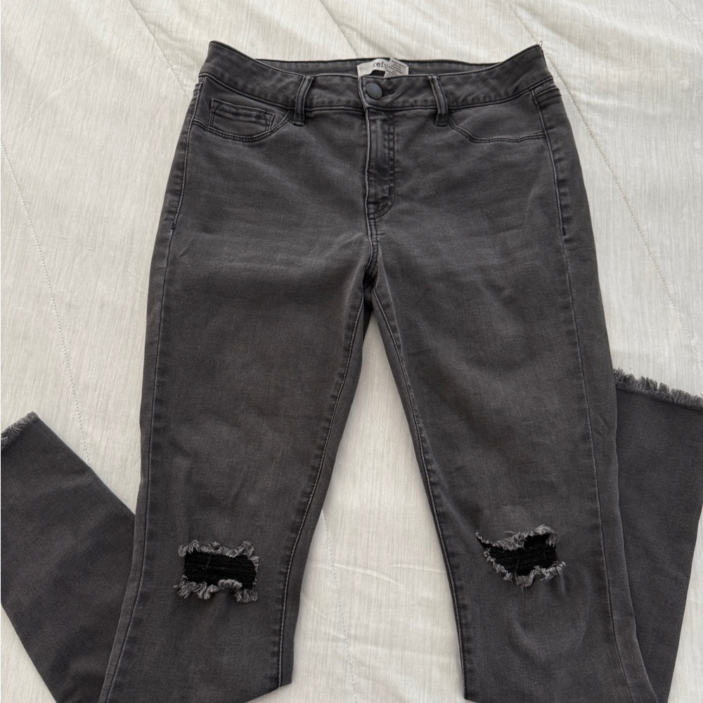 Women's Distressed Gray Jeans